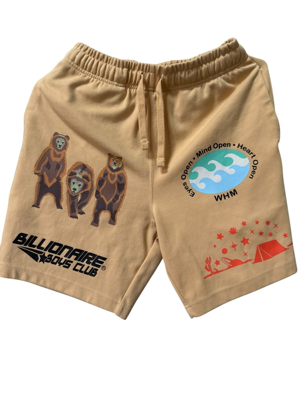 Billionaire Boys Club wheat color  Graphic Bear & Camping Shorts
